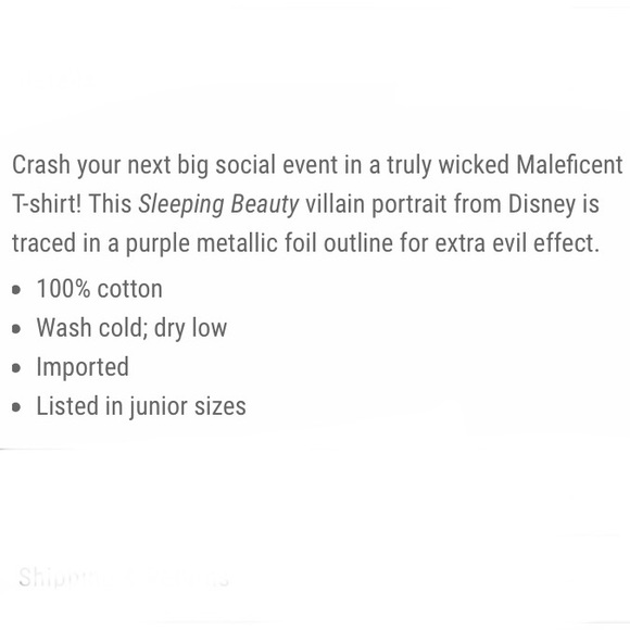 Disney Villains MALEFICENT Purple Foil T-SHIRT! - Picture 3 of 3